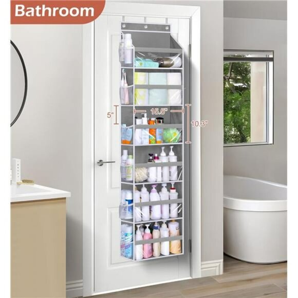 Over Door Organizer 6 Large 12 Side Pocket Hanging Storage Baby Closet Pantry - Picture 2 of 7